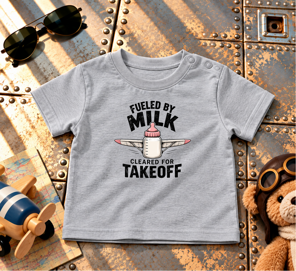 Fueled by Milk Cleared for Takeoff Baby T-Shirt